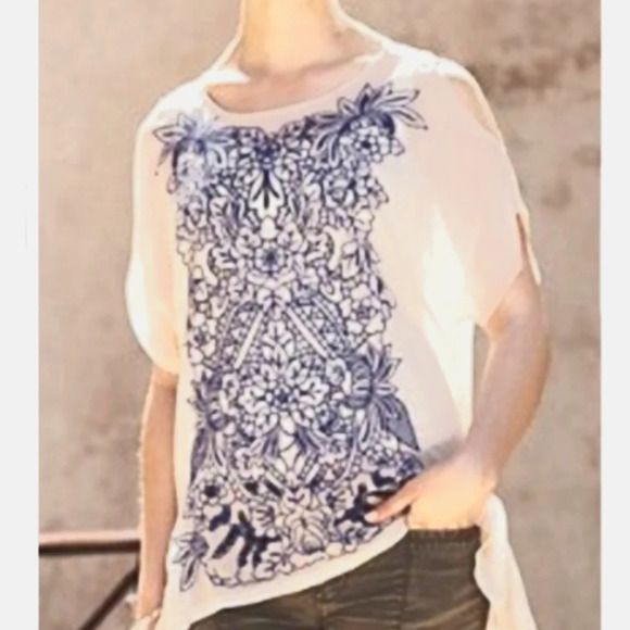 Anthropologie Baraschi Sheer Embroidered Blouse Size Small - Picture 3 of 7